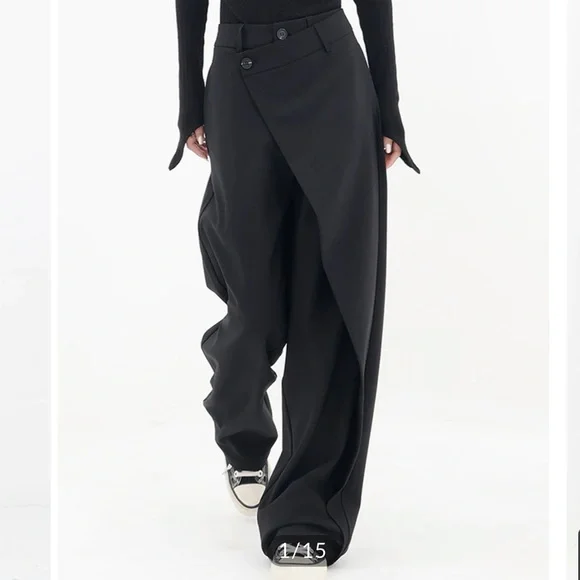 NWT asymmetrical layer button wide leg dress pants by Commense in size Small - Picture 10 of 10